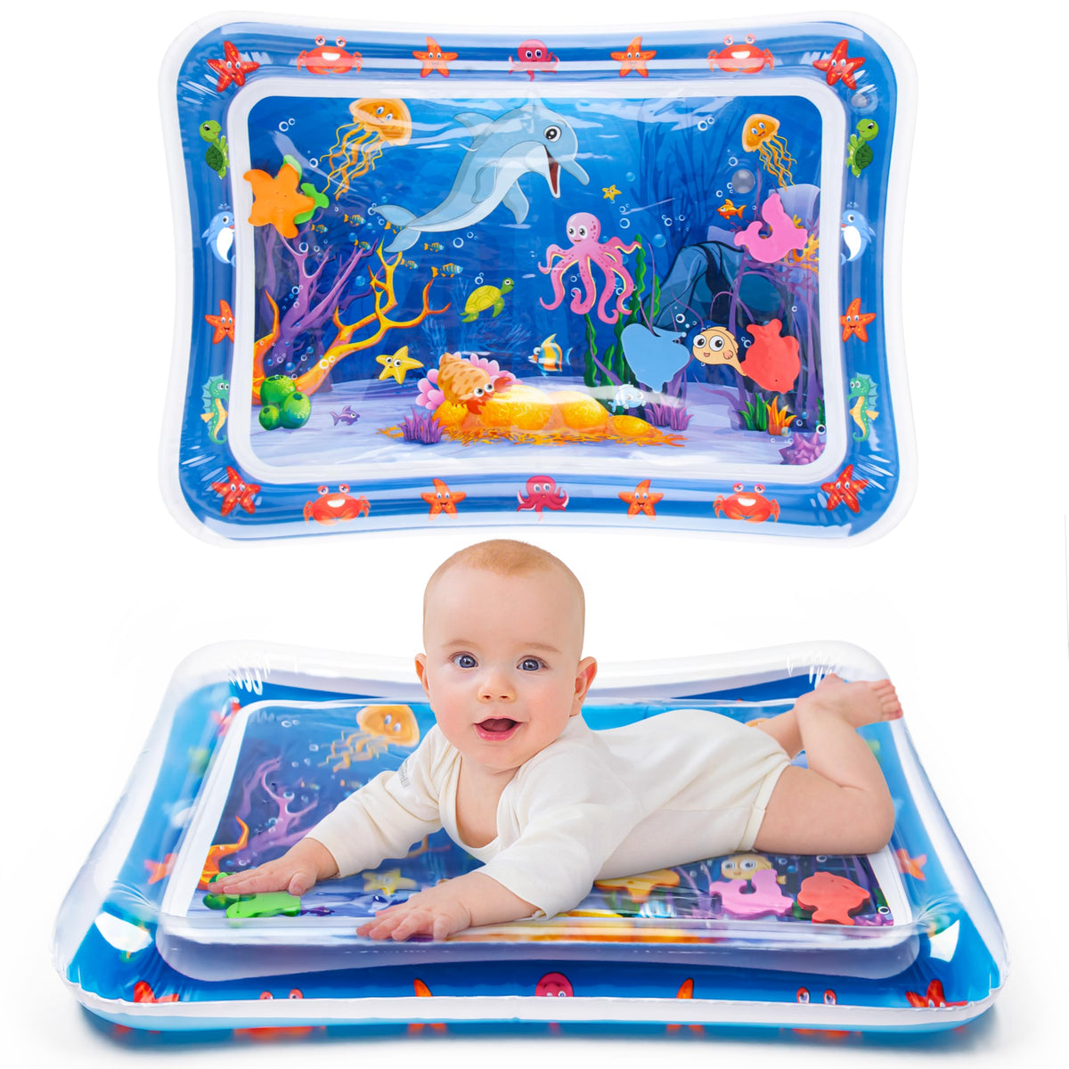 Baby Kids Water Mat Toys Inflatable Tummy Time Leakproof Water Mat